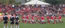 Tongan rugby team performs its pre-game haka